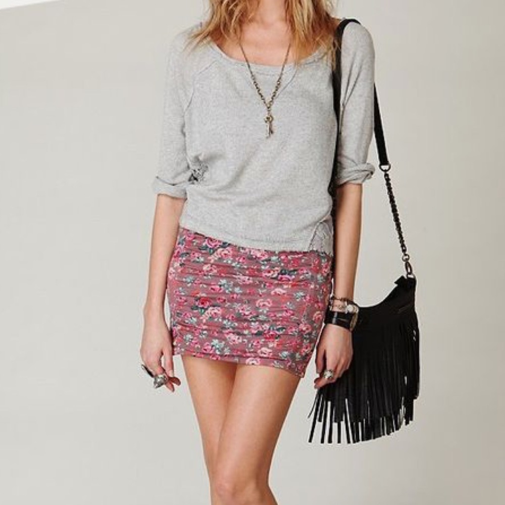 Free people scrunch bodycon mini skirt small taupe